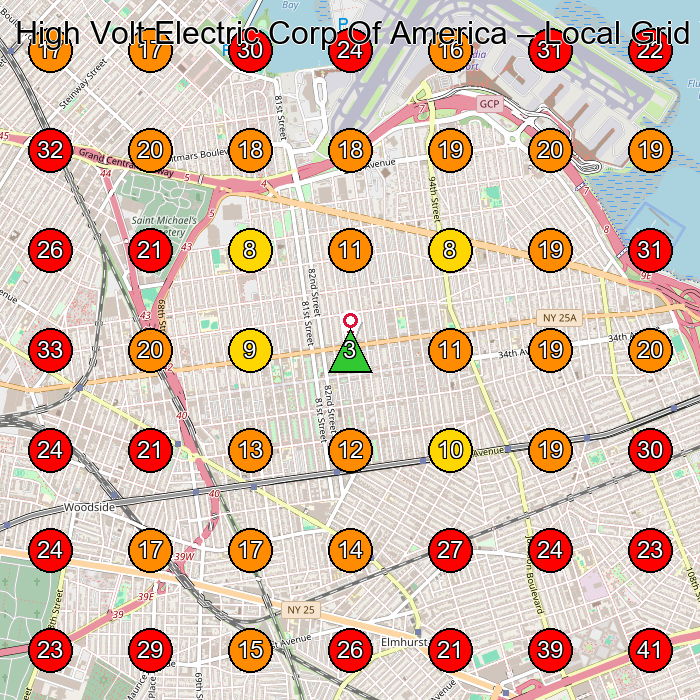 High Volt Electric Corp Of America GeoGrid visibility map for Electrical Installation Service in Bronx